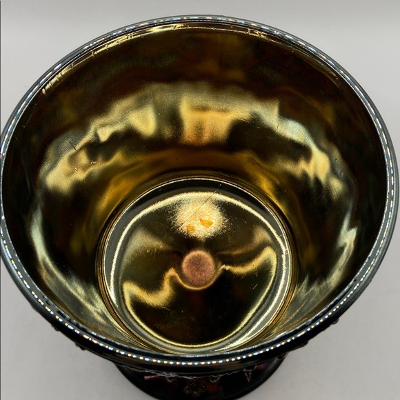 Vintage Fenton Carnival Glass Wild Strawberry Candy Compote With Lid - Picture 5 of 11